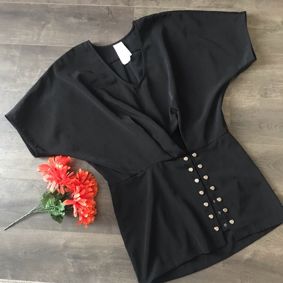 Free People Tops - Women’s Free People Black Top w/ button down-Sz 4